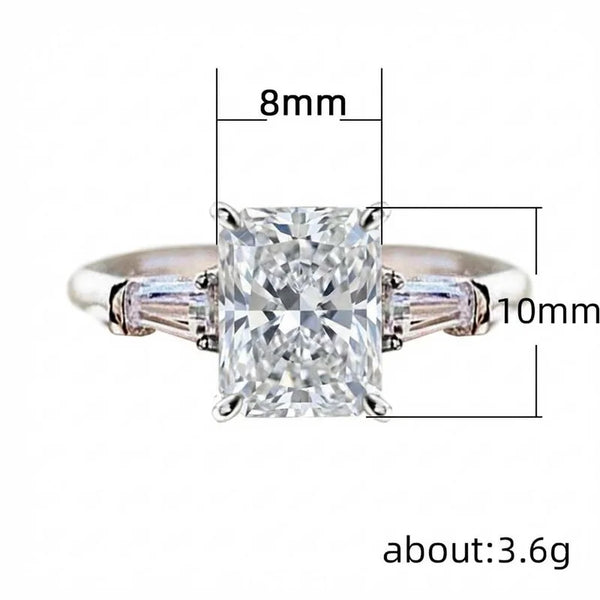 Radiant Cut Three-Stone Ring with Tapered Baguettes